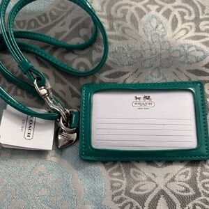 Coach Teal ID Holder with Heart Charm